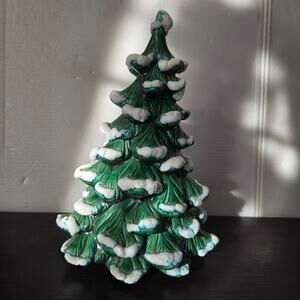 Vintage Artisan Made Holland Mold Ceramic Snow Covered Tree 10"